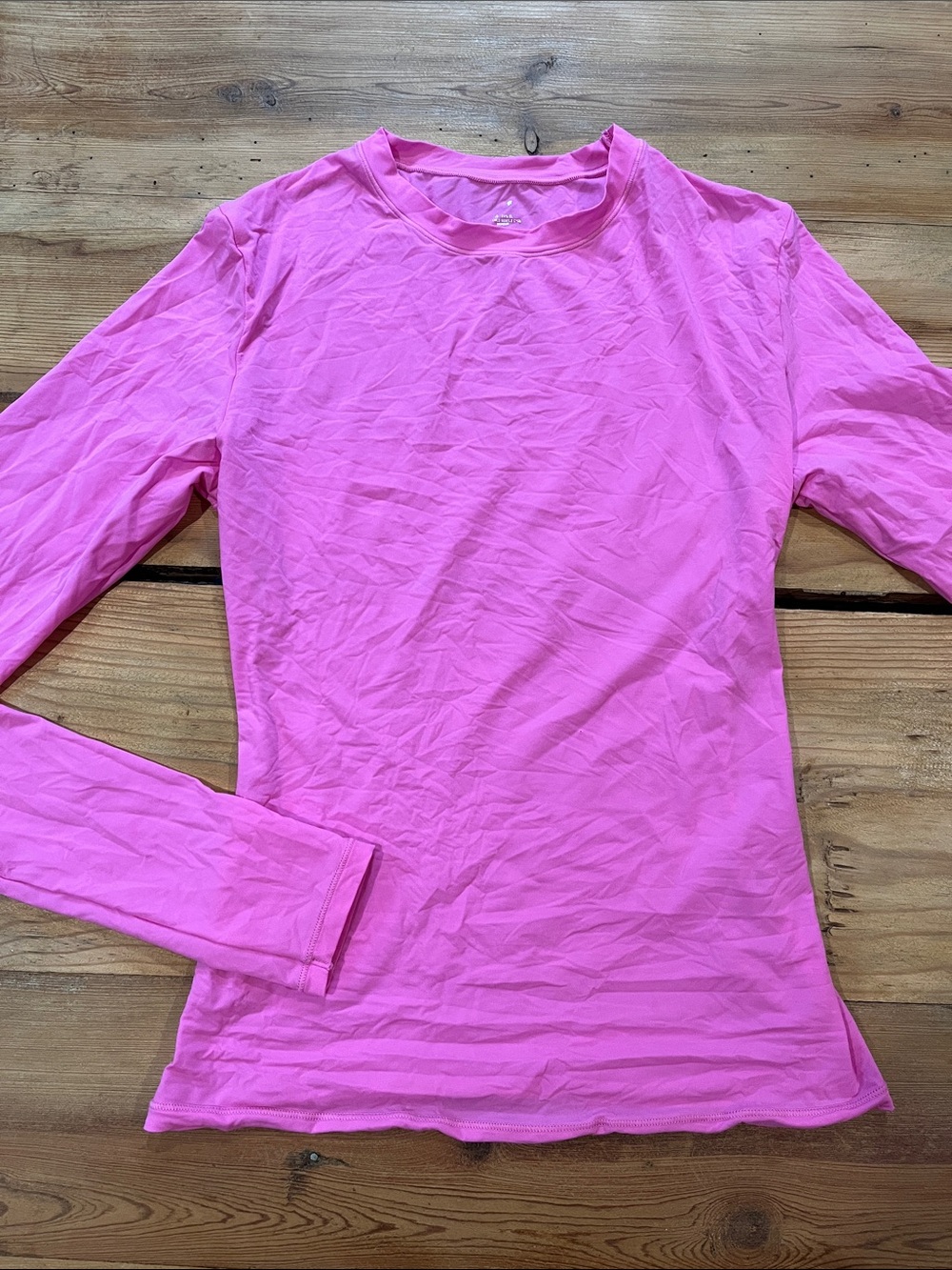 SKIMS XS Hot Pink Second Skin Stretchy Semi-Sheer Long Sleeve Blouse